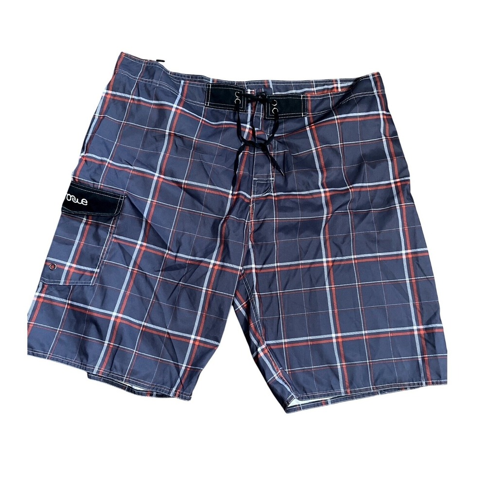 NONWE Plaid Men Swim Trunks with Pocket Drawstring Closure Size 42